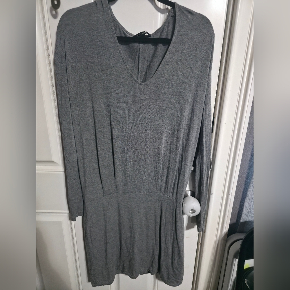 Banana Republic L/S Snitty  Gray Knit Sheath Dress Long Sleeve Pockets Size M